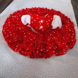 Lid'l Dolly's Full Circle Dress 2T Red Western Bandana Pageant Fringe Ruffle Vtg